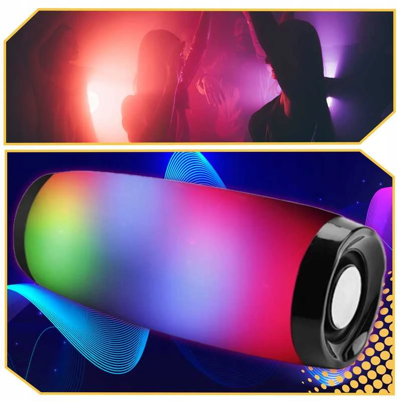 Nešiojama belaidė „Bluetooth“ boombox kolonėlė su FM radiju, USB, AUX ir LED