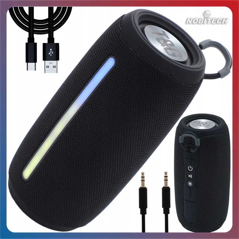 Nešiojama belaidė „Bluetooth“ kolonėlė su FM radiju, RGB LED ir SD kortele