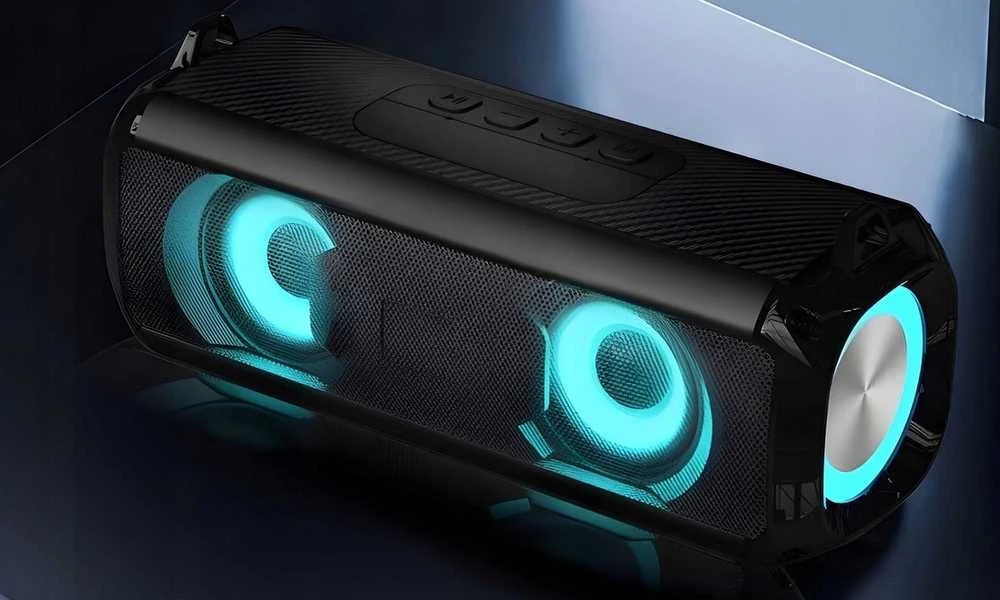 Nešiojama belaidė „Bluetooth“ kolonėlė su LED apšvietimu ir radiju