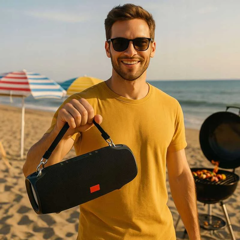 Nešiojama „Bluetooth“ boombox kolonėlė su galingu bosu, FM radiju ir USB