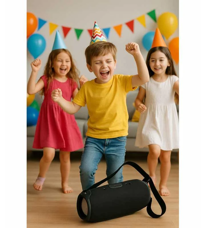 Nešiojama „Bluetooth“ boombox kolonėlė su galingu bosu, FM radiju ir USB