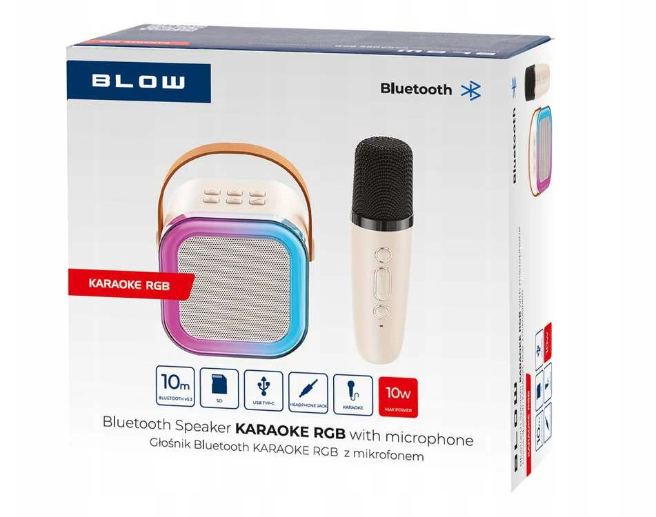 Nešiojama „Bluetooth“ kolonėlė „Blow“ su karaoke mikrofonu ir RGB apšvietimu