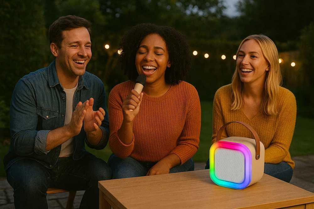 Nešiojama „Bluetooth“ kolonėlė „Blow“ su karaoke mikrofonu ir RGB apšvietimu