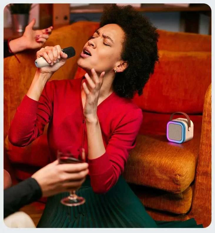 Nešiojama „Bluetooth“ kolonėlė „Blow“ su karaoke mikrofonu ir RGB apšvietimu