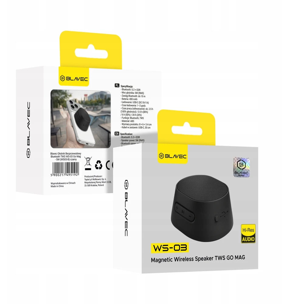 Nešiojamoji „Bluetooth“ kolonėlė Blavec, 5 W