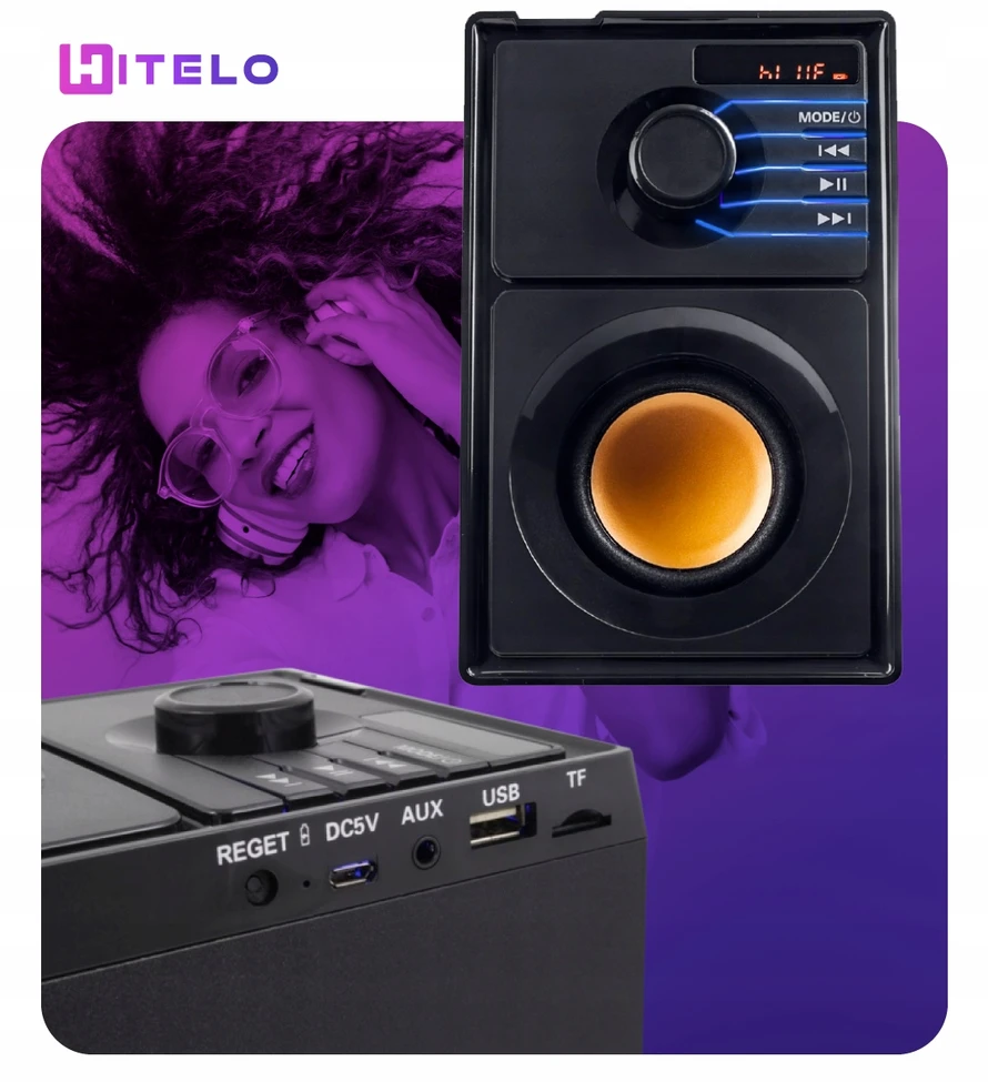 Nešiojamoji „Bluetooth“ kolonėlė Hitelo, juoda