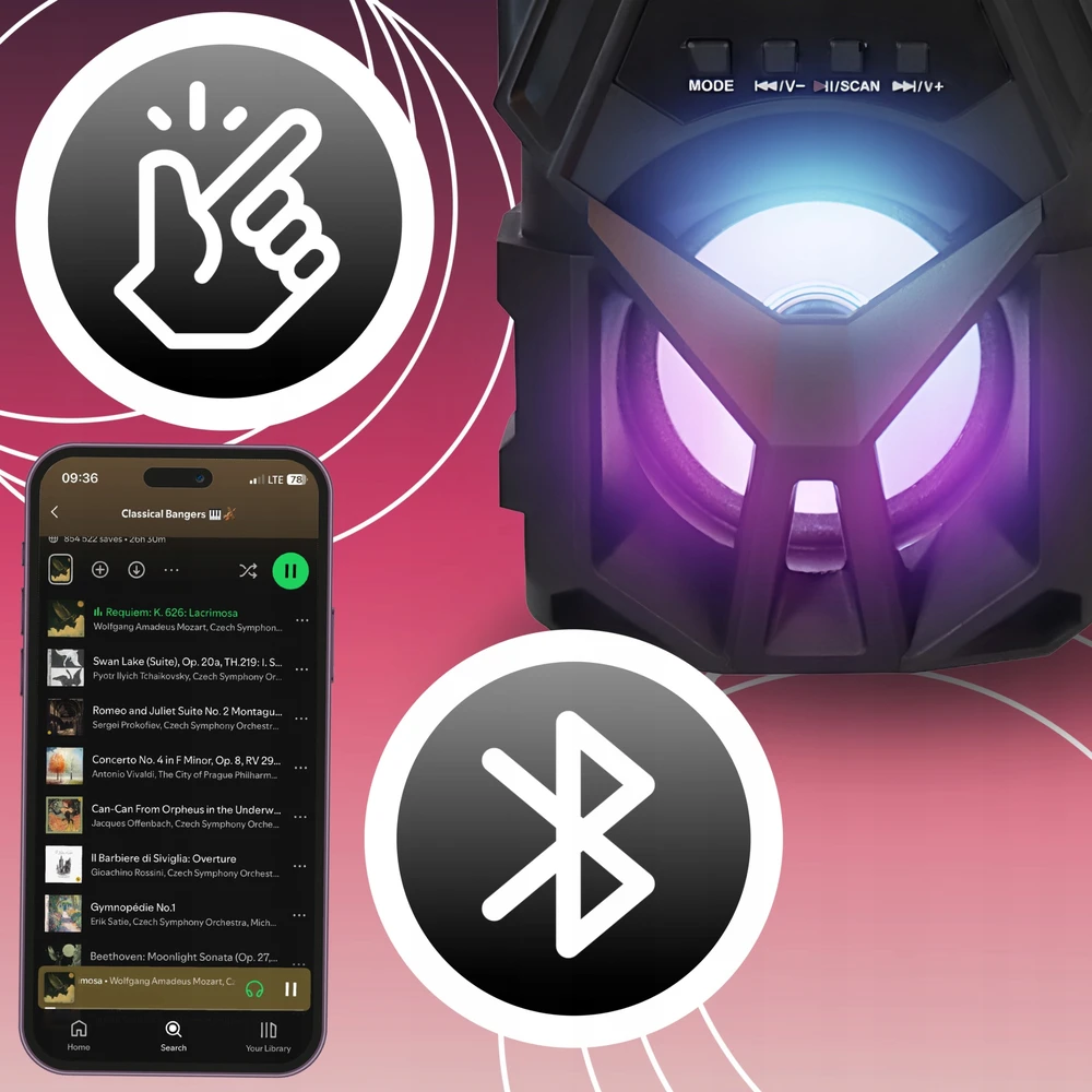 Nešiojamoji „Bluetooth“ kolonėlė Retoo, juoda