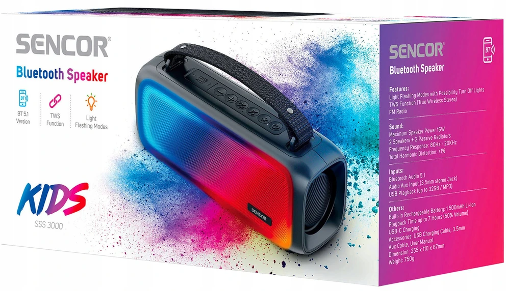 Nešiojamoji „Bluetooth“ kolonėlė Sencor, 16 W