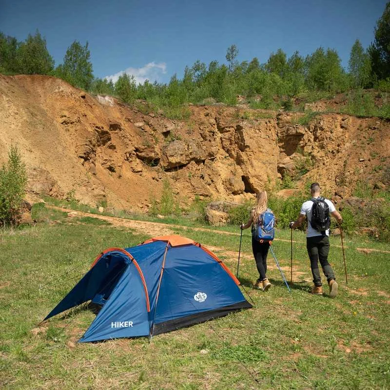 NILS trekking teleskopinės reguliuojamos aliuminės lazdos, lengvos kalnų žygiams