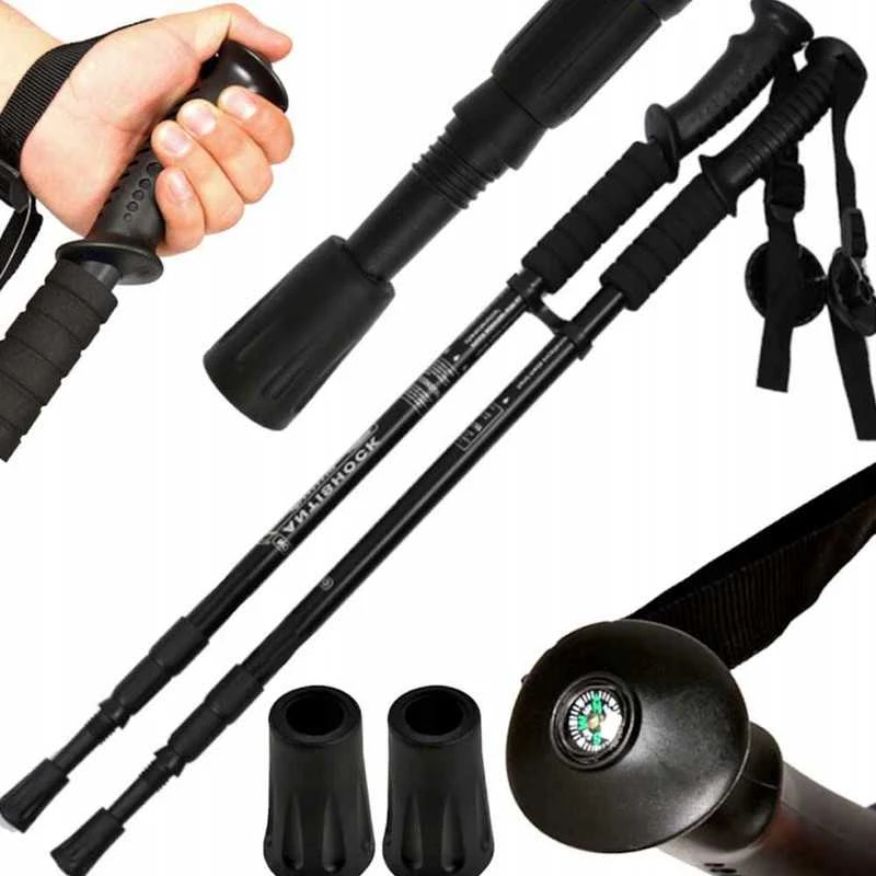 Nordic Walking / Trekking teleskopinės sulankstomos lazdos, reguliuojamos 65–135 cm