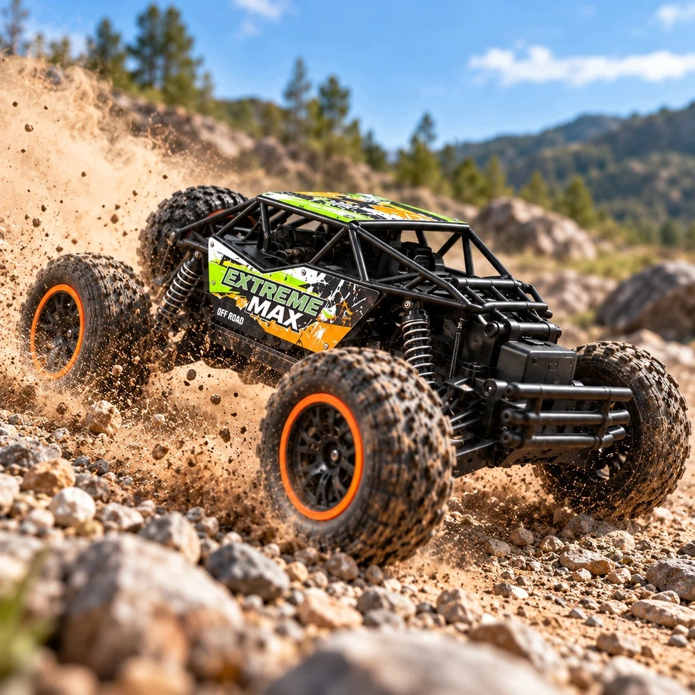 Nuotoliniu būdu valdomas bekelės automobilis RC Buggy, 1:18, 2,4 GHz, juodas