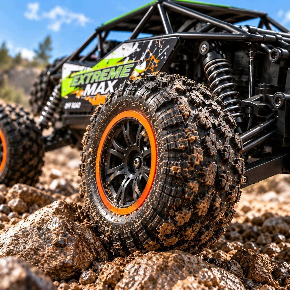 Nuotoliniu būdu valdomas bekelės automobilis RC Buggy, 1:18, 2,4 GHz, juodas