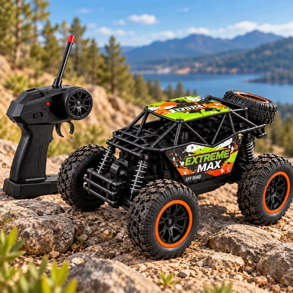Nuotoliniu būdu valdomas bekelės automobilis RC Buggy, 1:18, 2,4 GHz, juodas