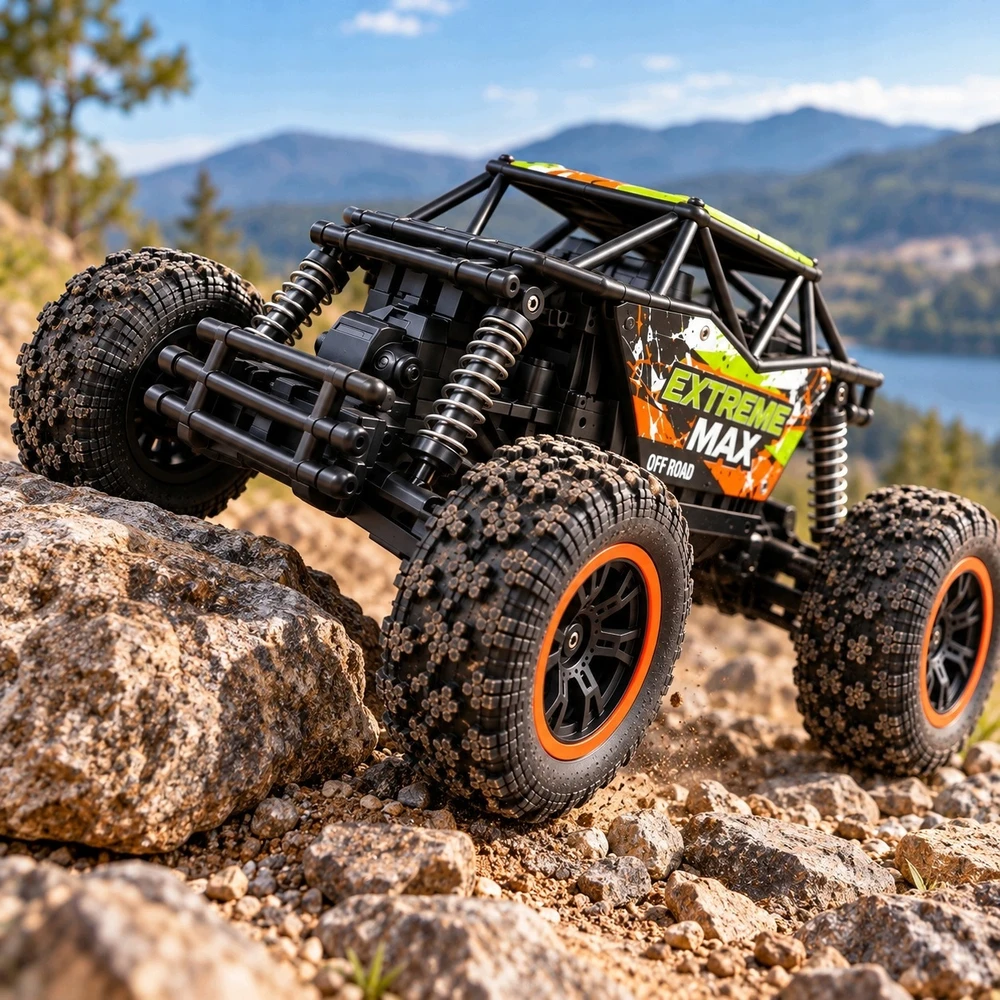 Nuotoliniu būdu valdomas bekelės automobilis RC Buggy, 1:18, 2,4 GHz, juodas