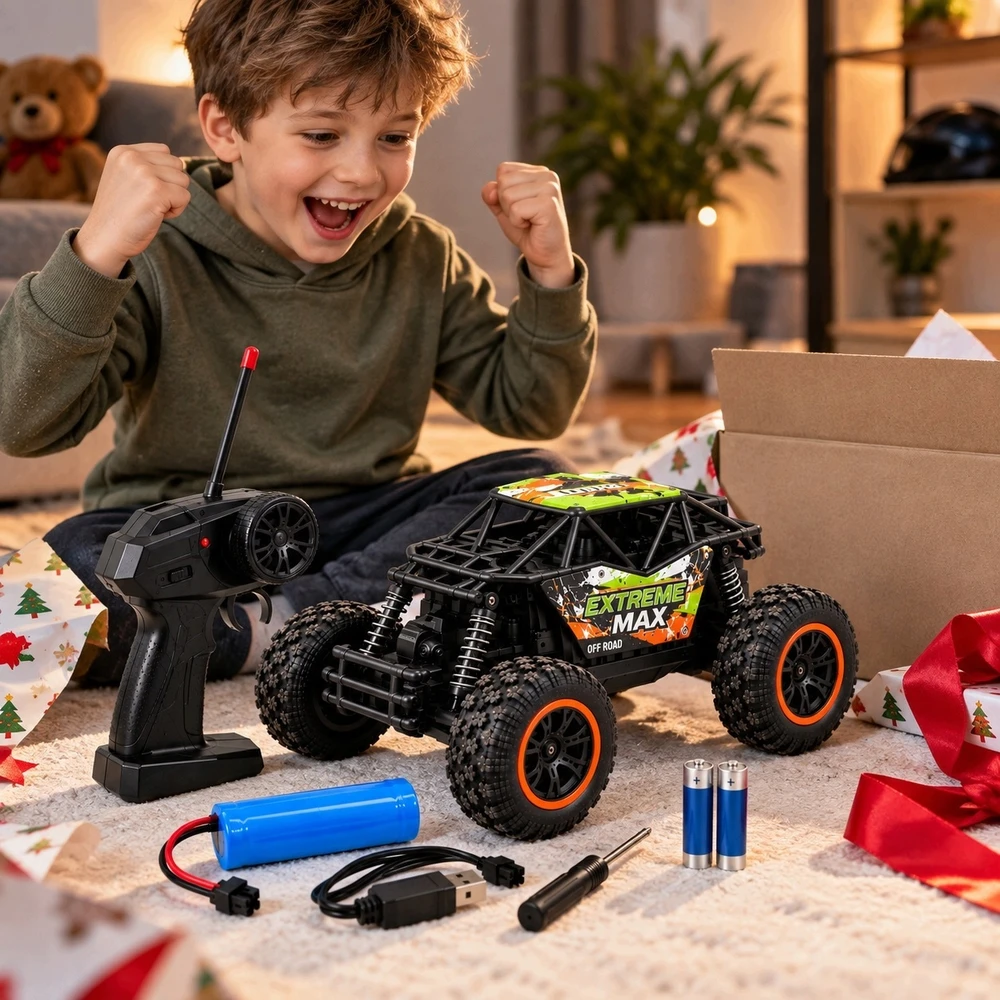 Nuotoliniu būdu valdomas bekelės automobilis RC Buggy, 1:18, 2,4 GHz, juodas