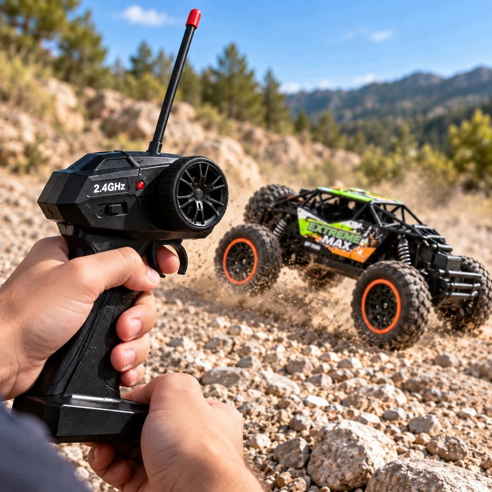 Nuotoliniu būdu valdomas bekelės automobilis RC Buggy, 1:18, 2,4 GHz, juodas
