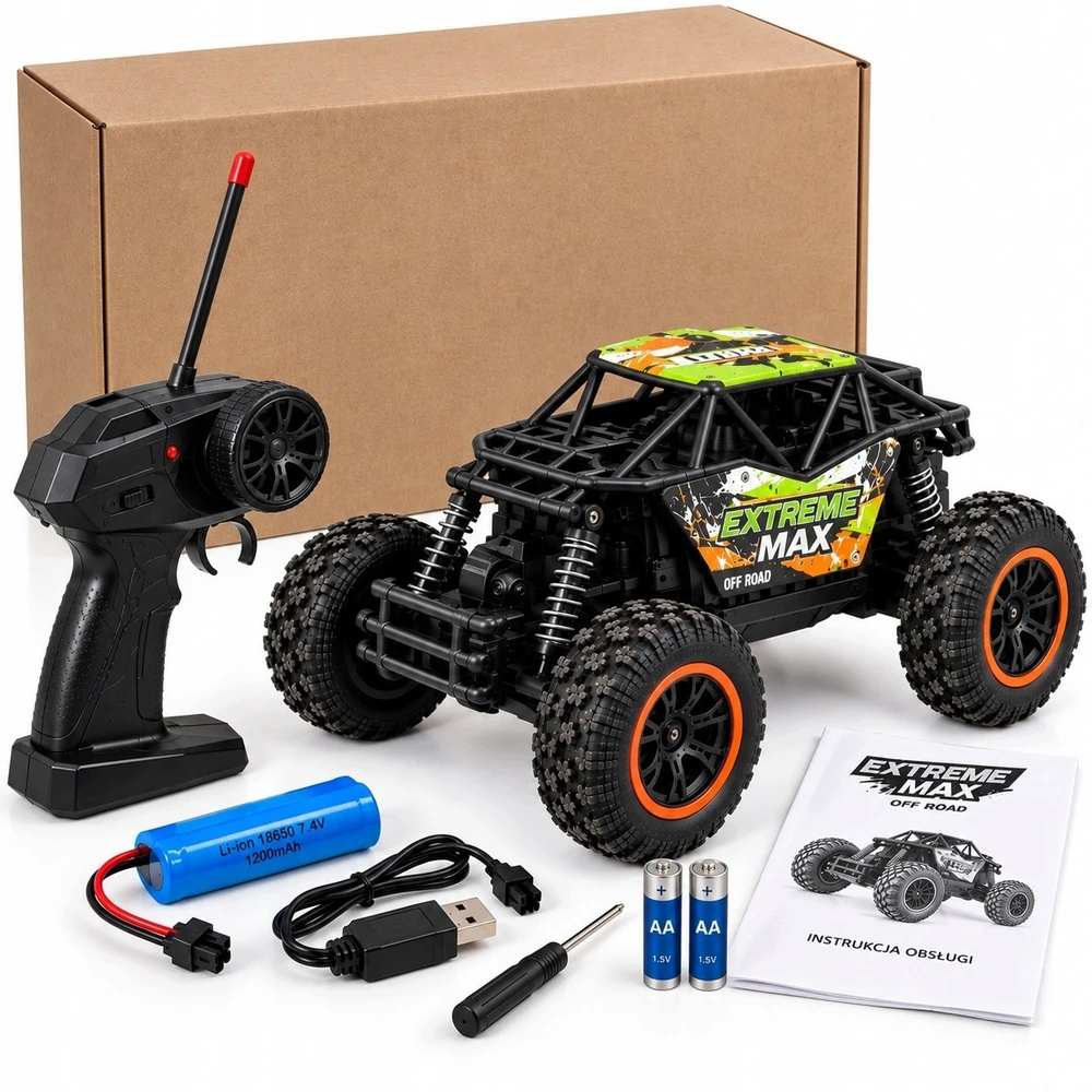 Nuotoliniu būdu valdomas bekelės automobilis RC Buggy, 1:18, 2,4 GHz, juodas