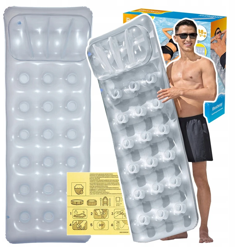 Paplūdimio pripučiamas čiužinys su pagalve Bestway 188x71 cm