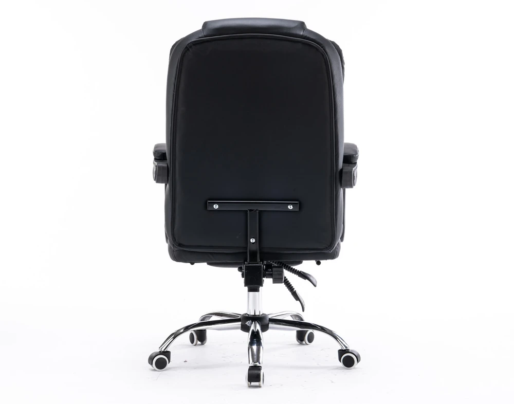 Patogi ergonominė darbo kėdė su kojų atrama juoda