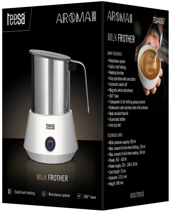 Pieno putų plaktuvas Teesa AROMA F50, 590 ml