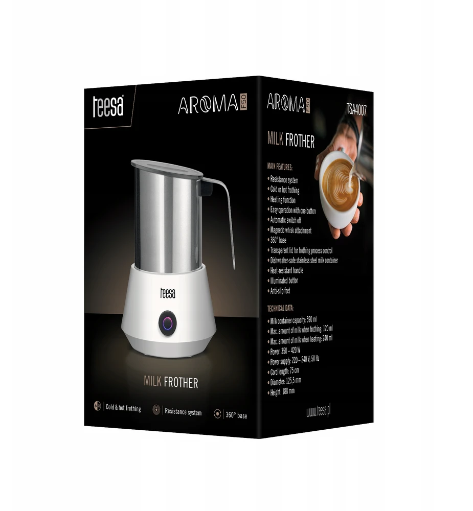 Pieno putų plaktuvas Teesa AROMA F50, 590 ml