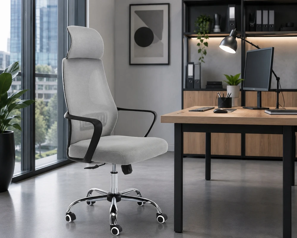 Pilka ergonominė biuro kėdė COLT