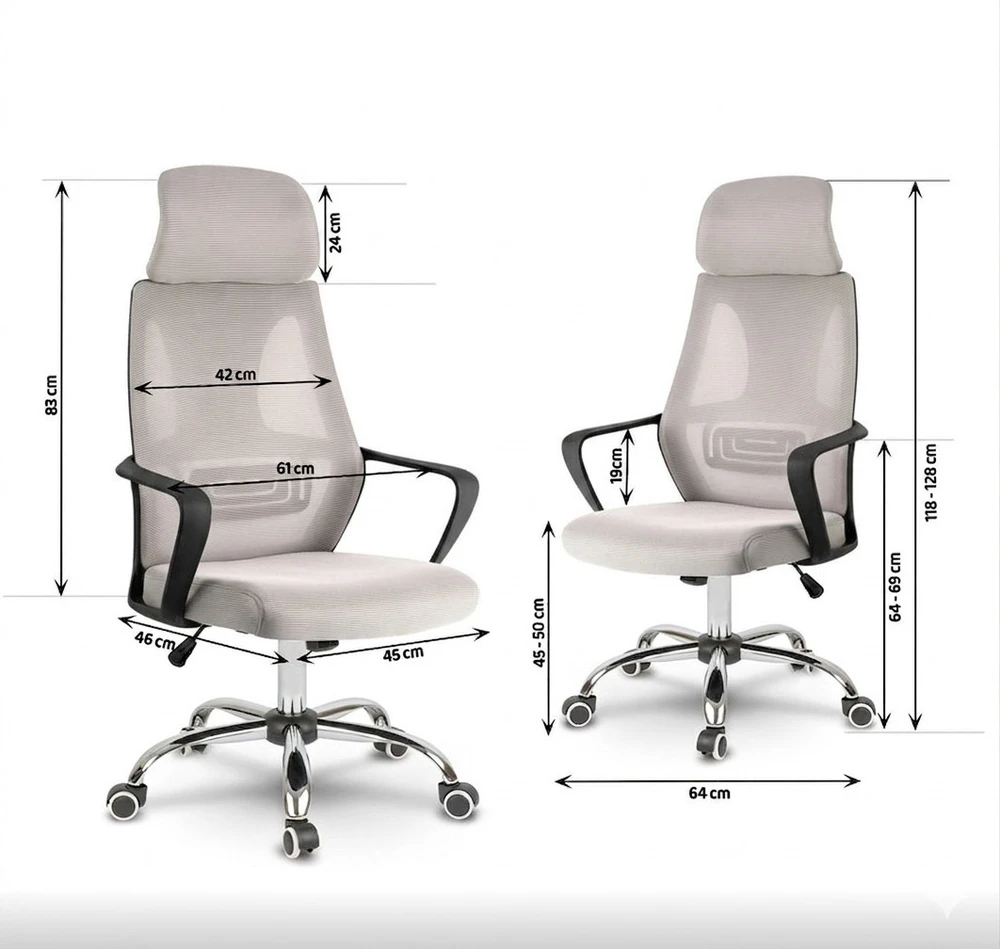 Pilka ergonominė biuro kėdė COLT