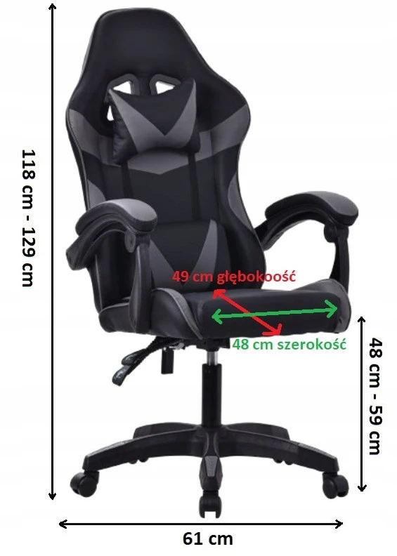 Pilka ergonominė žaidimų kėdė DRAGO