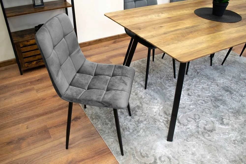 Pilka velvet kėdė CUBE moderniam interjerui