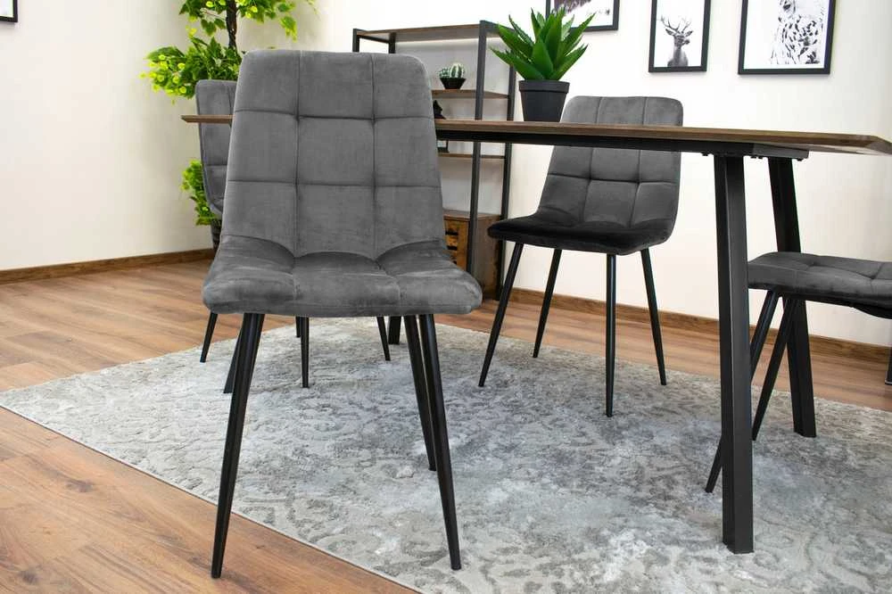 Pilka velvet kėdė CUBE moderniam interjerui