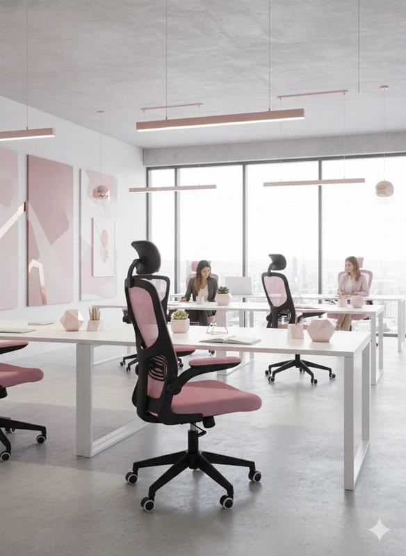 Pink Ergonominė biuro kėdė FIBI Rožinė-Juodas su mikro tinkleliu