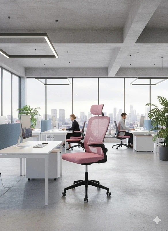 Pink Ergonominė biuro kėdė FIBI Rožinė-Juodas su mikro tinkleliu