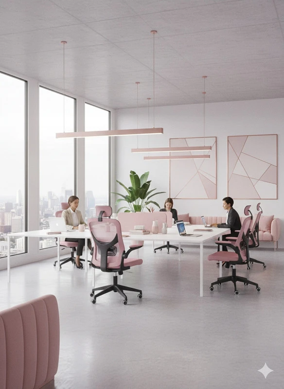 Pink Ergonominė biuro kėdė FIBI Rožinė-Juodas su mikro tinkleliu