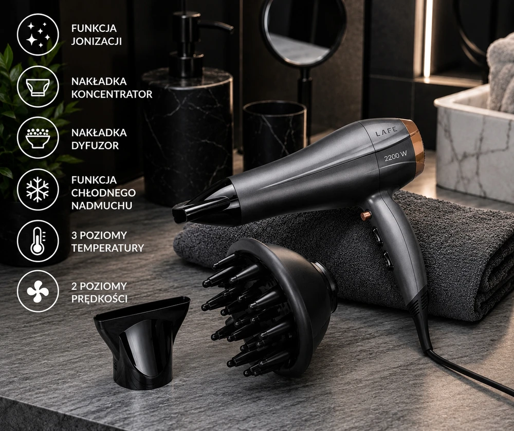 Plaukų džiovintuvas LAFE Ionic PRO, 2200 W