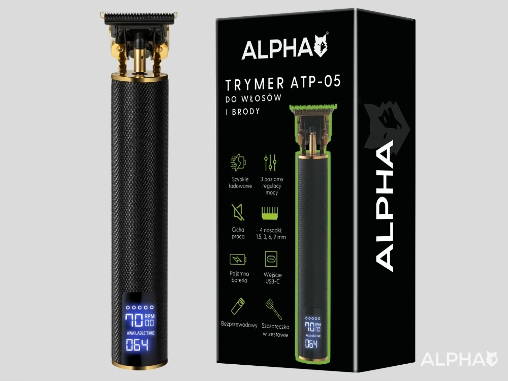 Barzdaskutė Plaukų ir barzdos trimeris ALPHA, 6 antgaliai