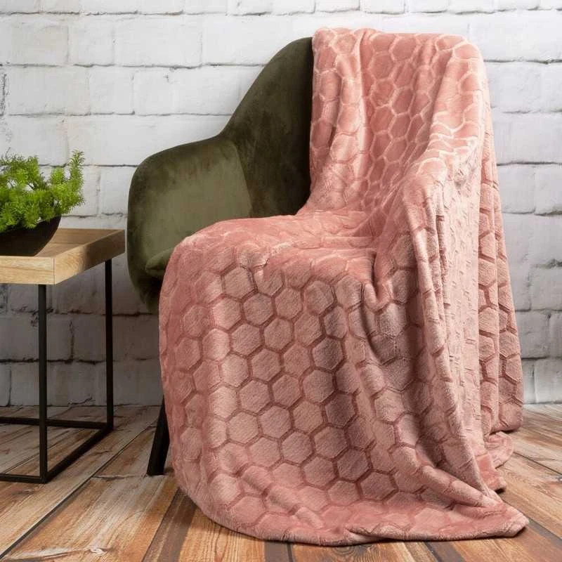 Pledas–lovatiesė ZOE2 150x200 cm Eurofirany, pudros rožinė, 3D reljefas