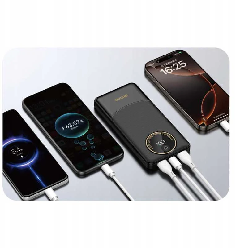 Powerbank 10000 mAh – greitas įkrovimas (PD 22.5W), USB-A/C, LED ekranas