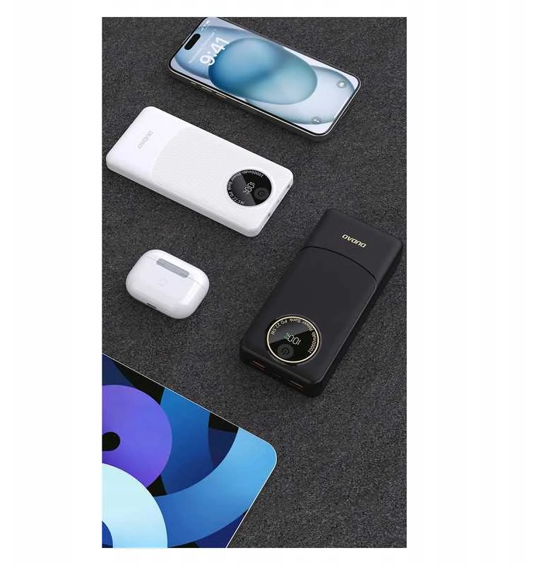 Powerbank 10000 mAh – greitas įkrovimas (PD 22.5W), USB-A/C, LED ekranas
