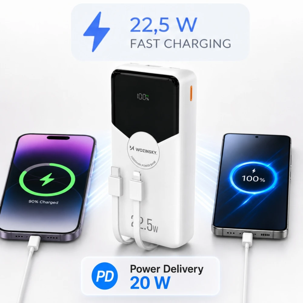 Powerbank Wozinsky, 20 000 mAh