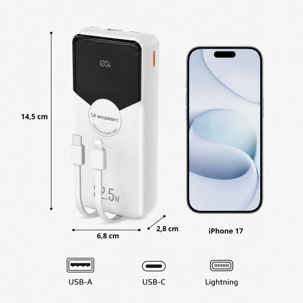 Powerbank Wozinsky, 20 000 mAh