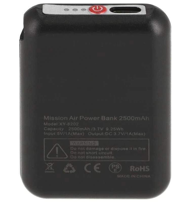Powerbankas 2500 mAh – su USB-C, idealus šildomiems drabužiams