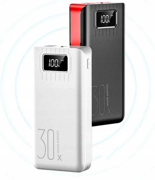 Powerbankas 30000 mAh – 22.5W greitas įkrovimas, USB-C, LED ekranas, žibintuvėlis