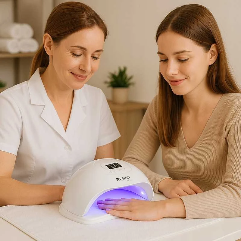 Profesionalios Riwall UV/LED lempos manikiūrui – 45 LED, su laikmačiu ir švelniu režimu