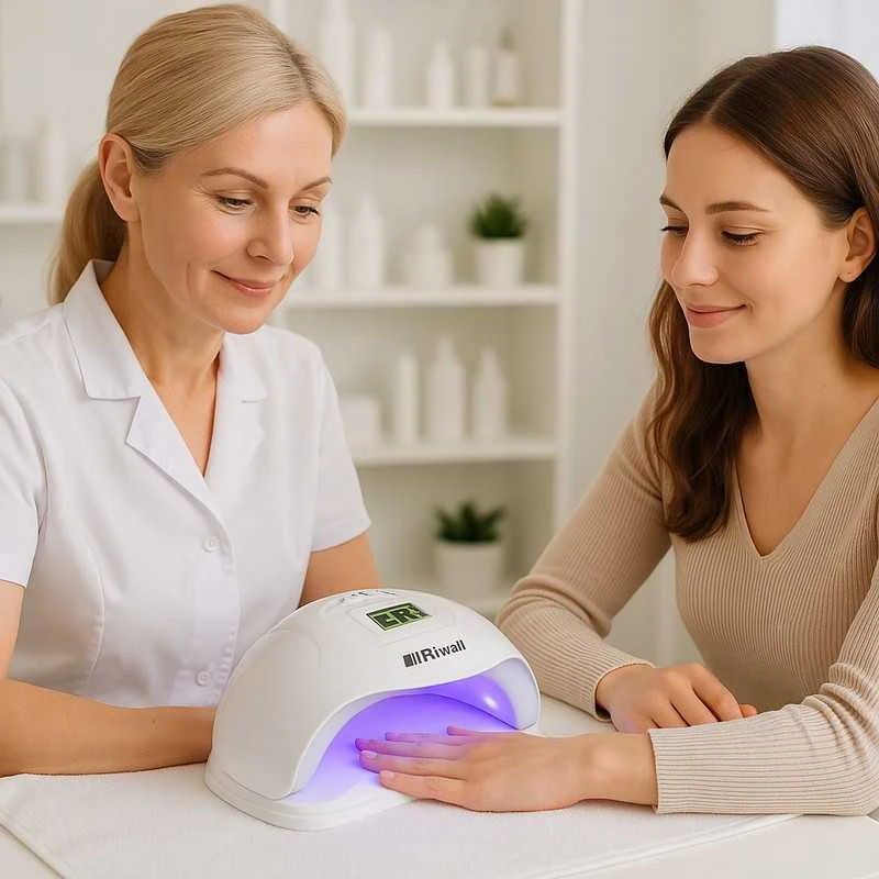 Profesionalios Riwall UV/LED lempos manikiūrui – 45 LED, su laikmačiu ir švelniu režimu