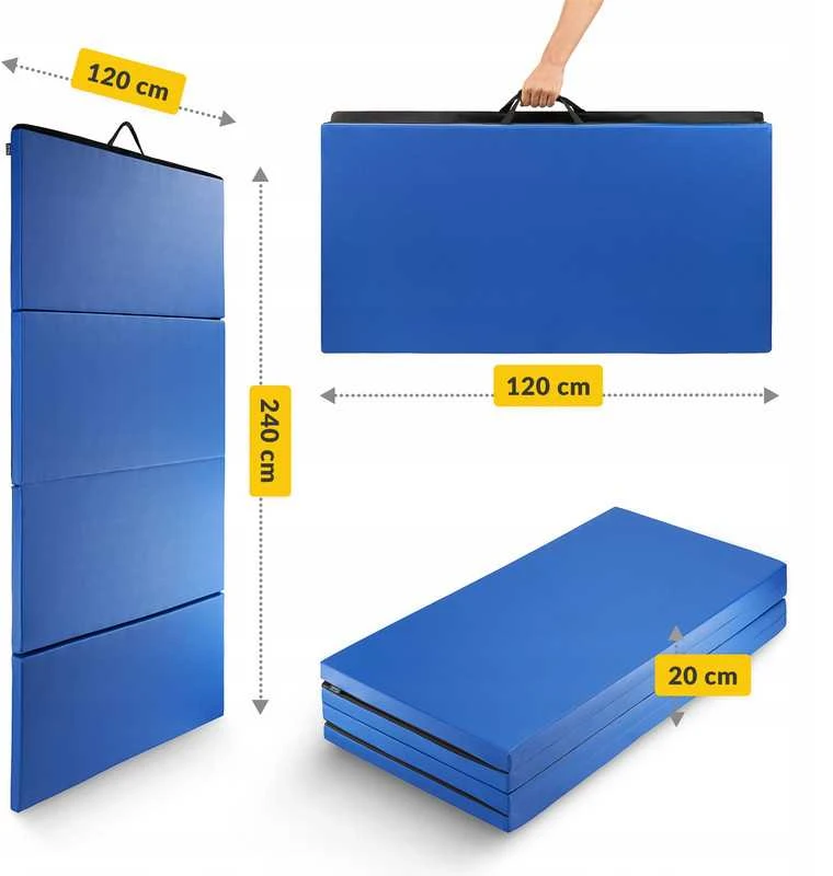 Profesionalus gimnastikos ir masažo kilimėlis – XXL 240 × 120 cm, patogus ir kompaktiškas
