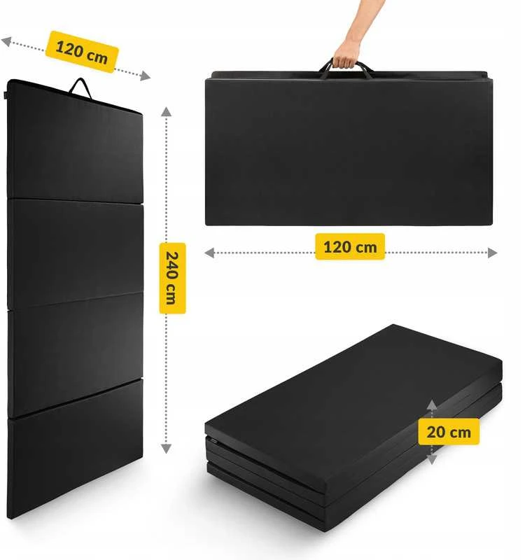 Profesionalus Treniruotėms Skirtas Gimnastikos Čiužinys | XXL Dydis, Sulankstomas | 240 × 120 cm