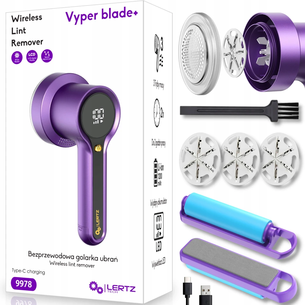 Pūkuotukų šalinimo mašinėlė LERTZ, violetinė