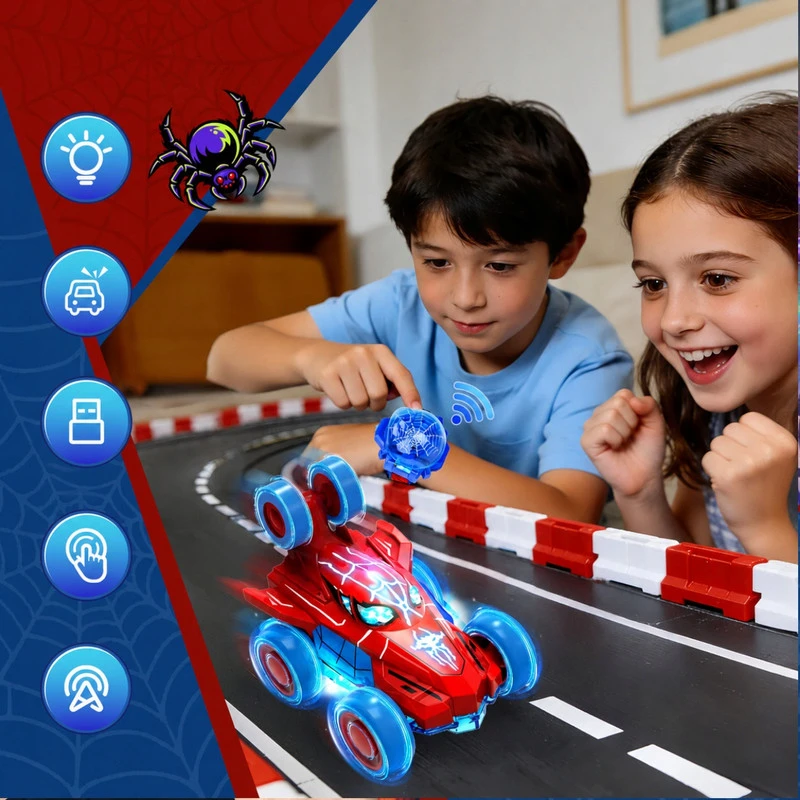 RC automobilis-voras su LED ir laikrodžio formos pulteliu