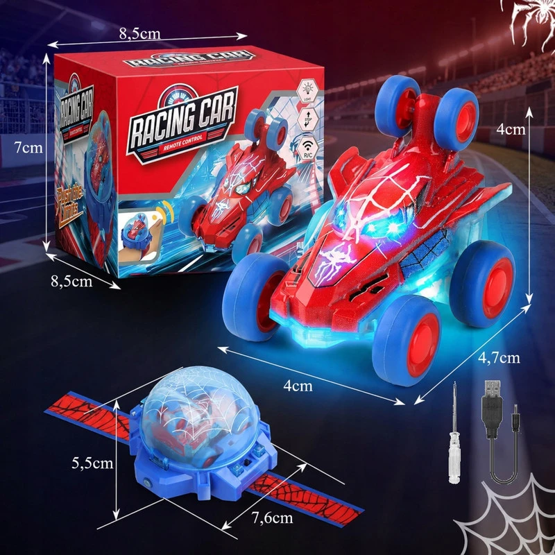 RC automobilis-voras su LED ir laikrodžio formos pulteliu