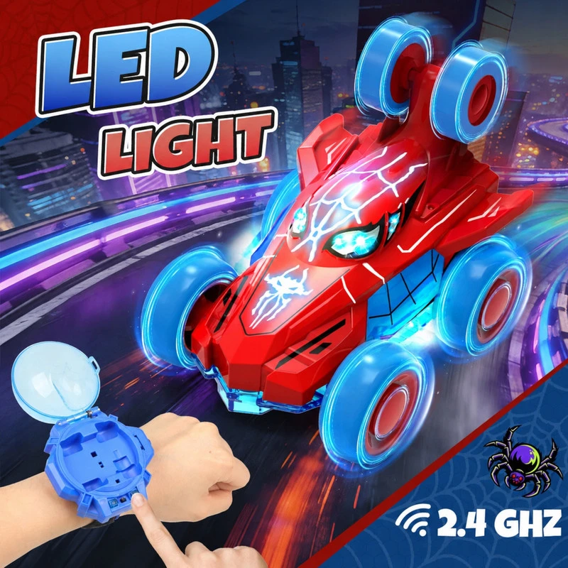 RC automobilis-voras su LED ir laikrodžio formos pulteliu